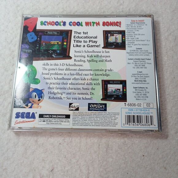 Sonic’s Schoolhouse PC Cd-Rom 1996 SEGA Collection Complete Not Tested - Picture 5 of 9